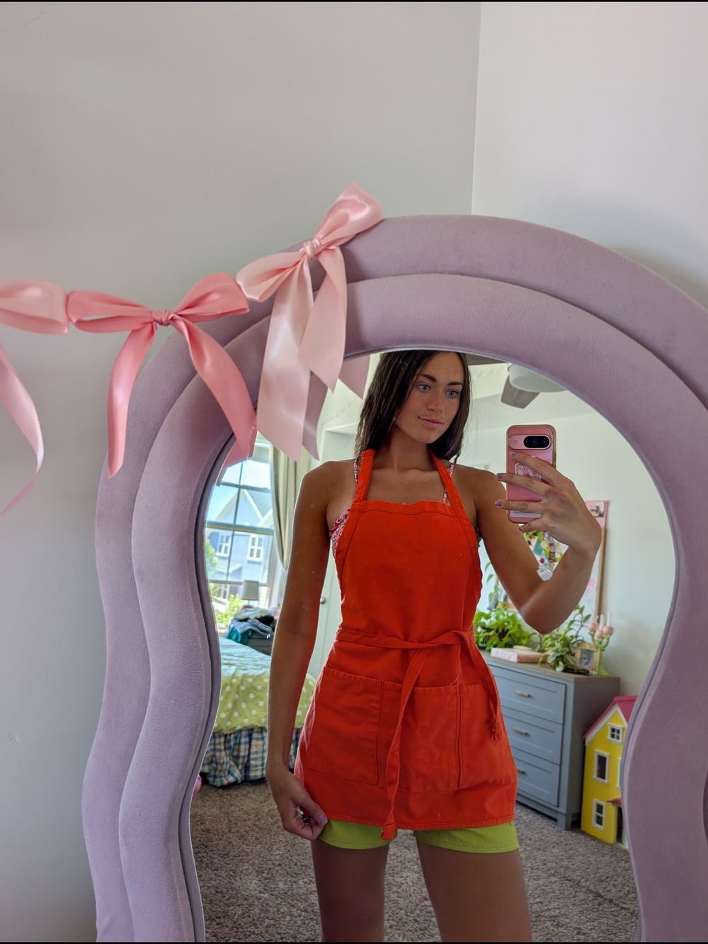 Bright Orange Apron with Front Pockets